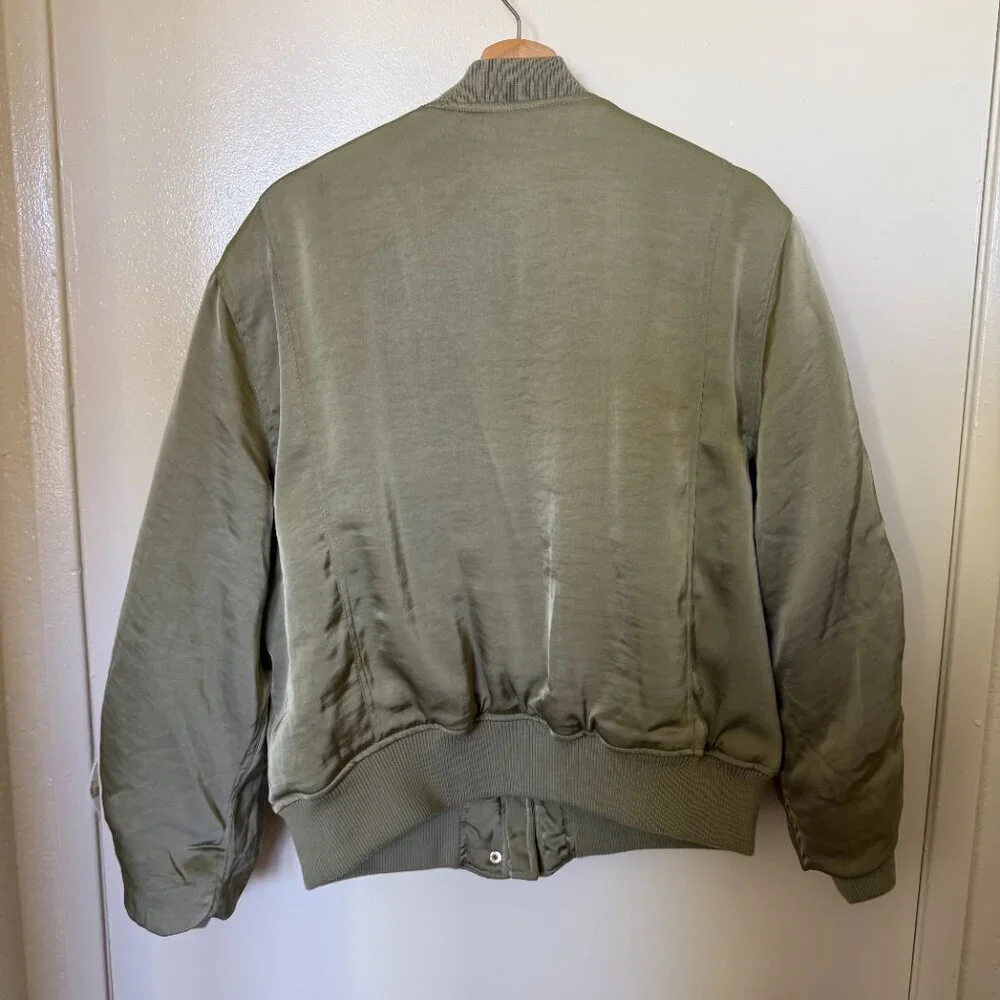 House of Harlow Olive Green Satin Bomber Jacket L​​